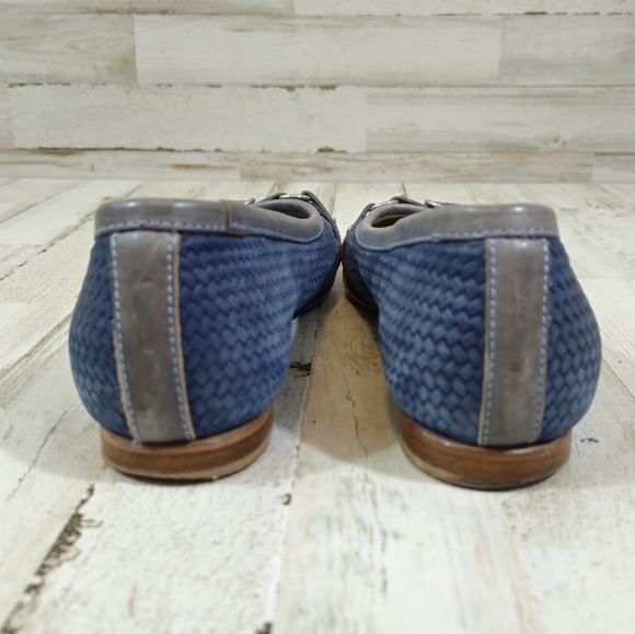 AGL Attilio Guisti Leombruni Blue Leather Buckle Flats - Picture 6 of 8